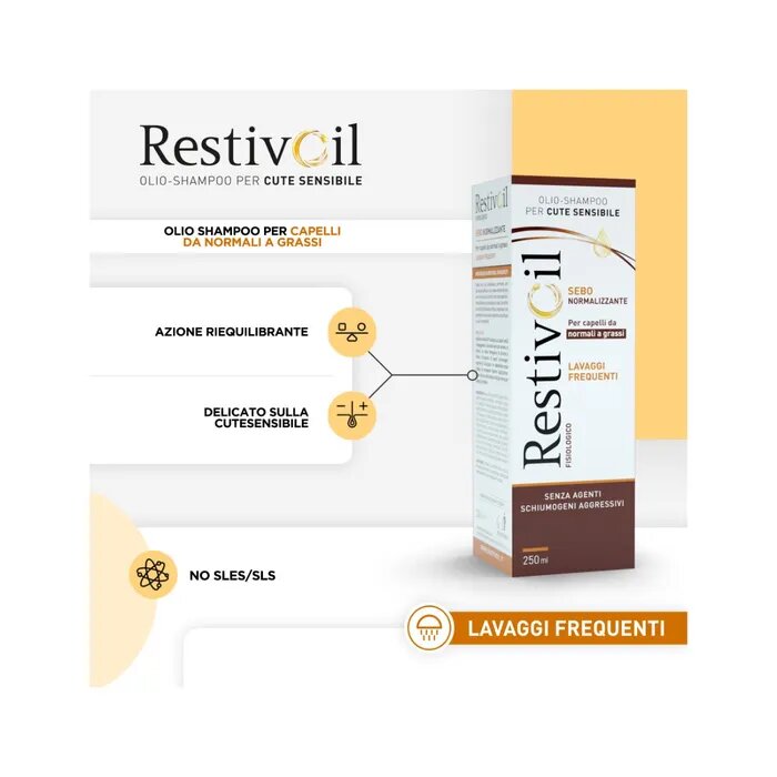 Restivoil Sebo-normalizzante olio-shampoo lavaggi frequenti per capelli da normali a grassi 250ml-2