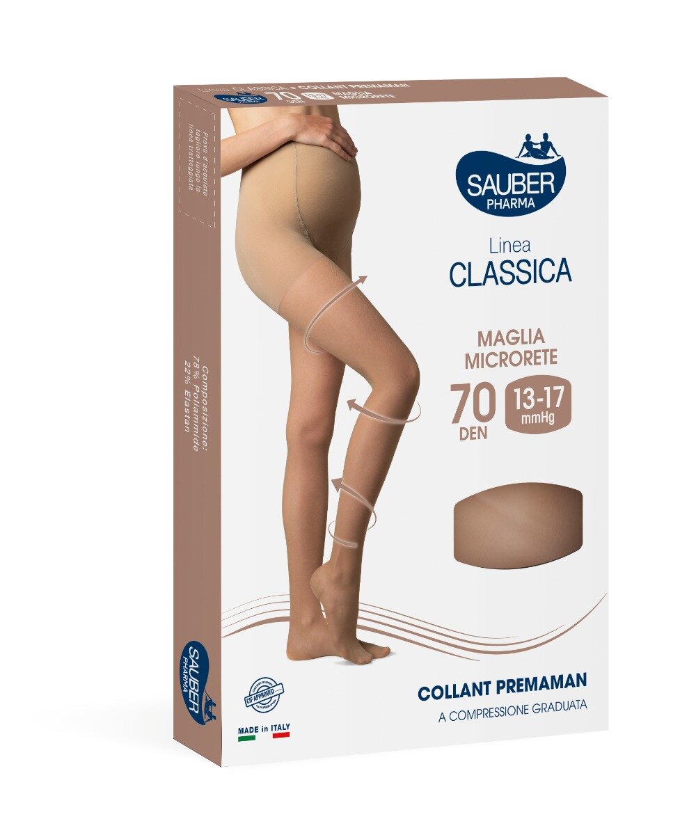 Sauber Collant Premaman Classica 70 Denari Maglia Microrete Neutro Beige Taglia 4-2