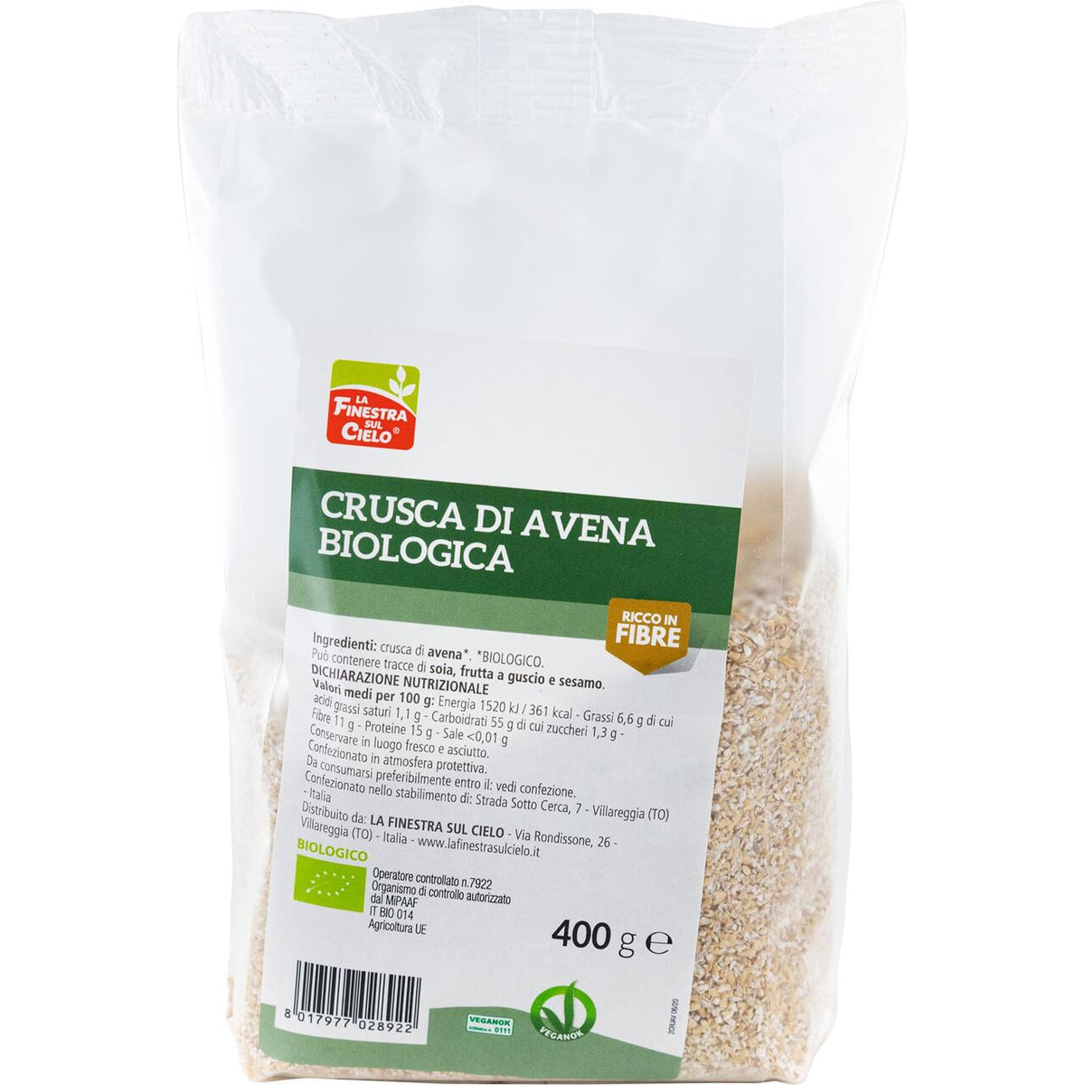 La Finestra Sul Cielo BioFribre Crusca Avena biologica 400g