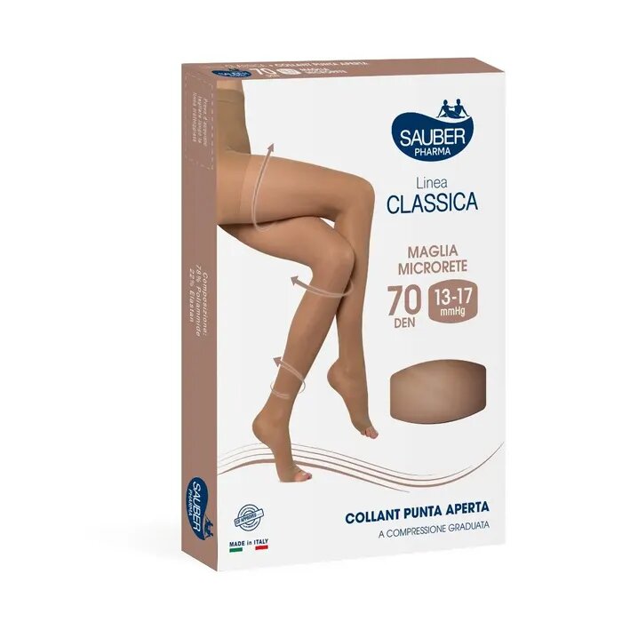 Sauber Linea Classica Collant 70 Den Punta Aperta Nero Taglia 4-1