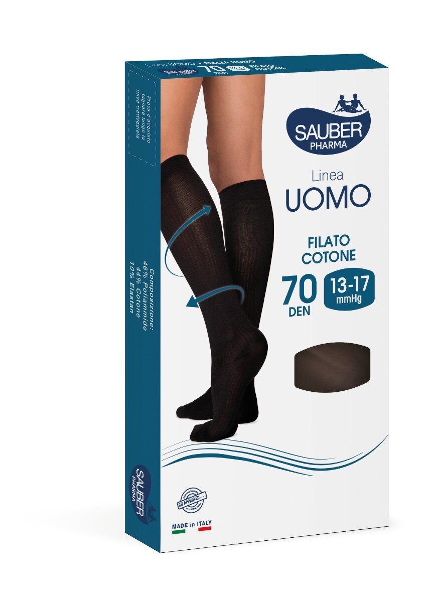 Sauber Linea Uomo Cotone Calza 70 Den Nero Taglia L/XL-1