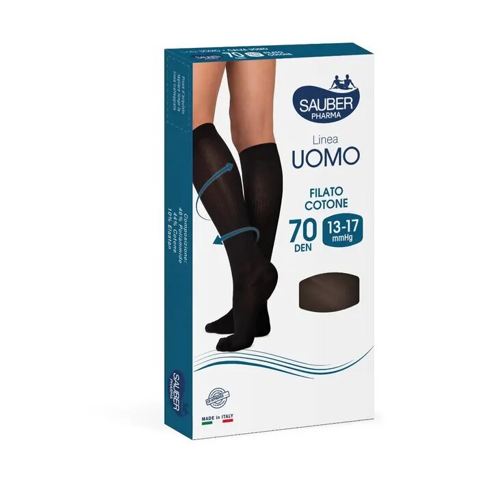 Sauber Linea Uomo Cotone Calza 70 Den Nero Taglia M-1