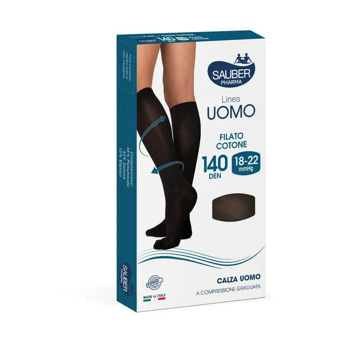 Sauber Linea Uomo Cotone Calza 140 Den Blu Taglia S/M-2