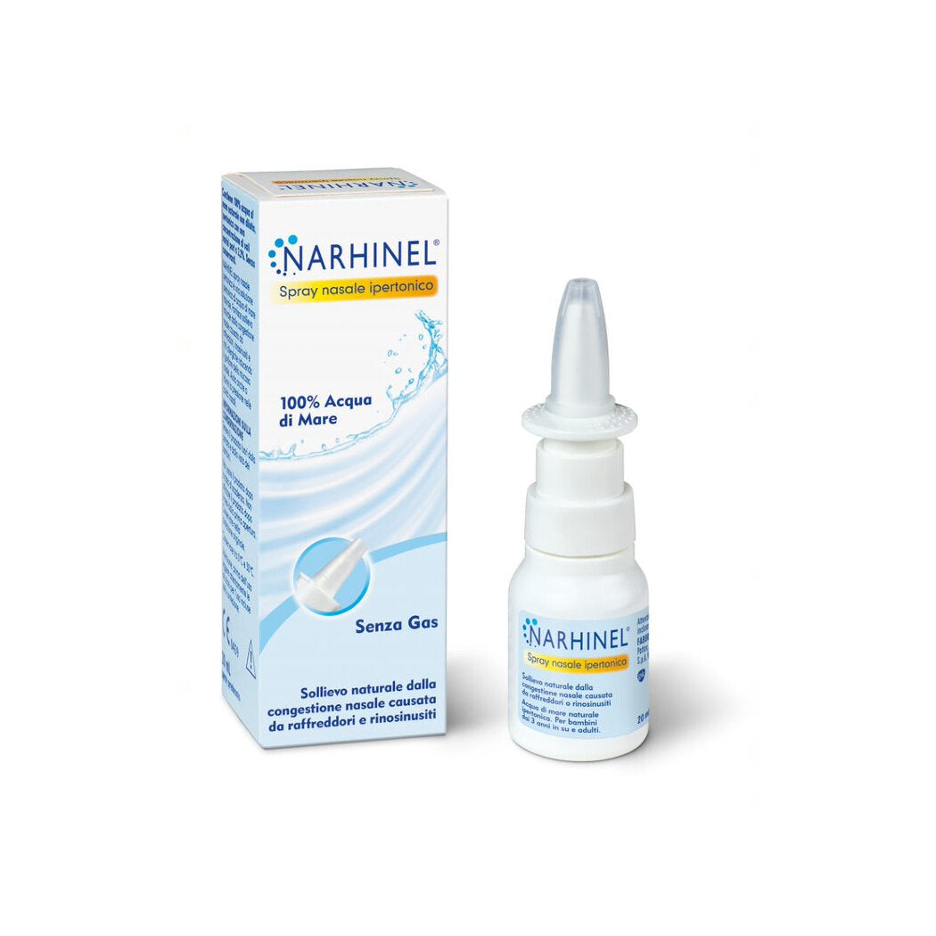 Narhinel Spray Nasale Ipertonico Lavaggio Nasale Decongestionante Naso Chiuso Acqua di Mare 20ml-6