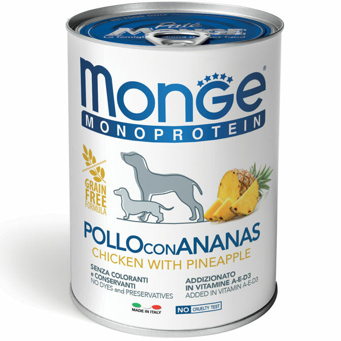 Monge Monoprotein Pollo Con Ananas Cibo Umido Per Cani Adulti 400g-2