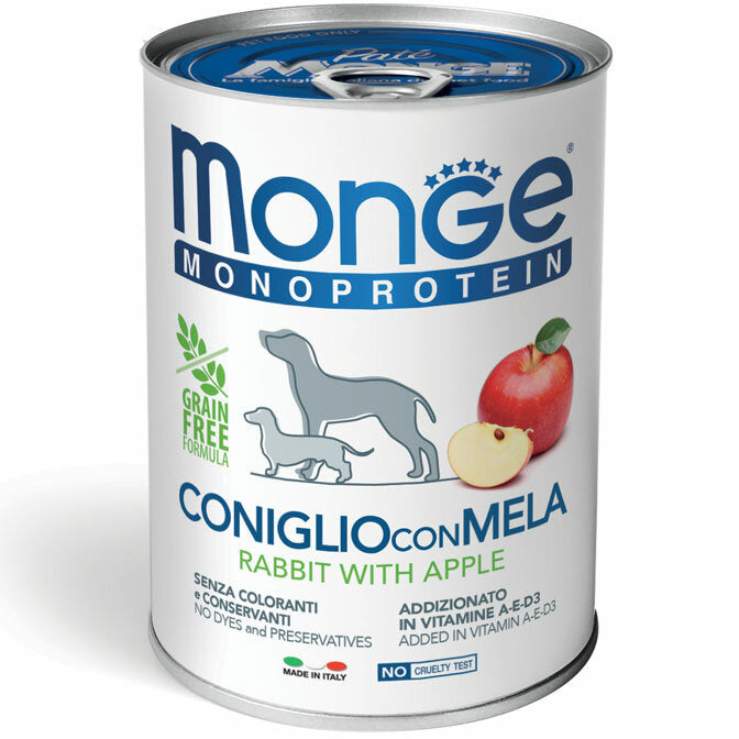 Monge Monoprotein Coniglio Con Mela Cibo Umido Per Cani Adulti 400g-2