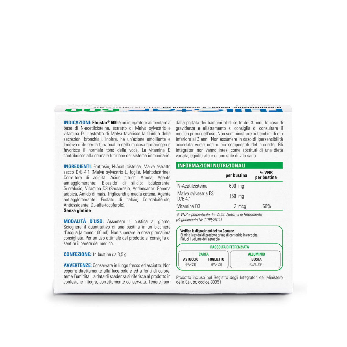 Fluistar 600 integratore alimentare utile per il benessere delle vie respiratorie 14 bustine-8