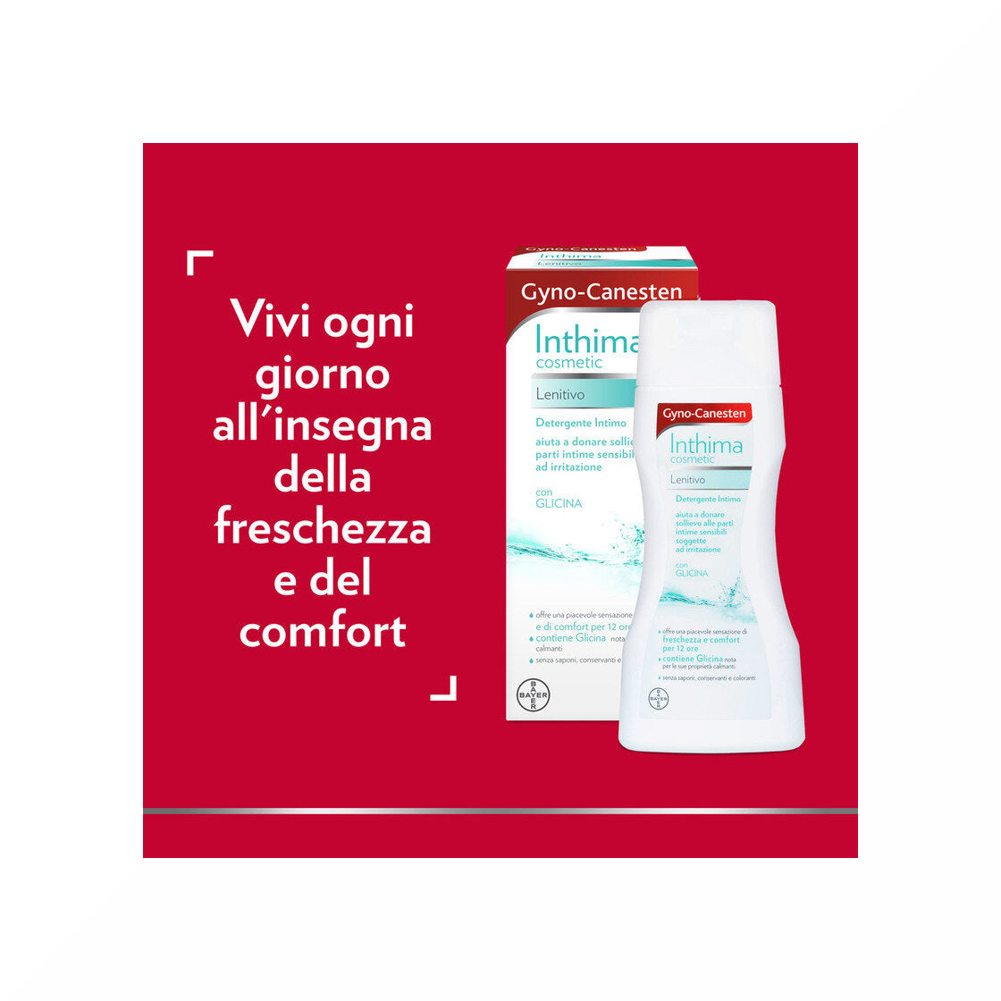 Gyno-Canesten Inthima Detergente Intimo Lenitivo per Igiene Intima Freschezza e Comfort 12 ore 200ml-2