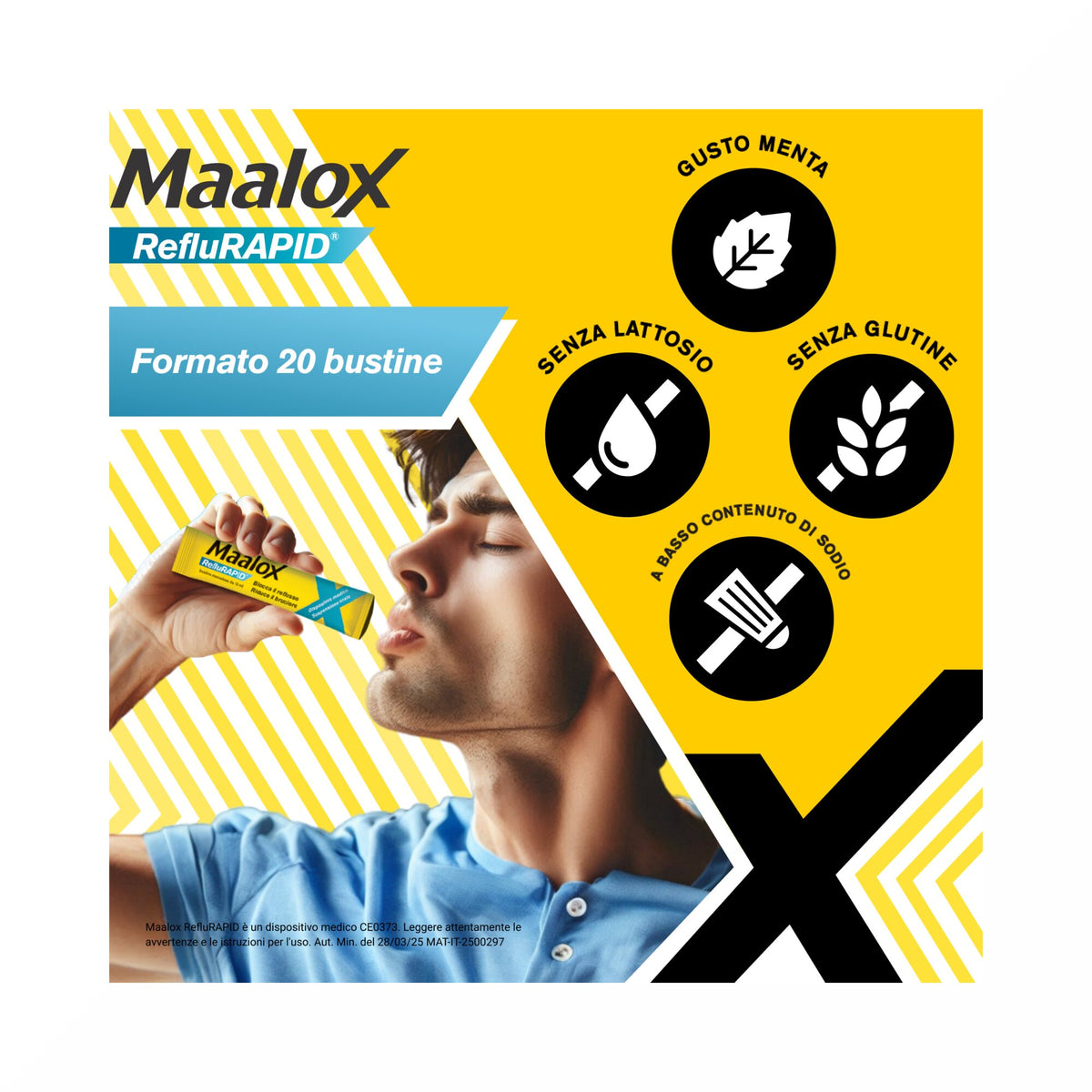 Maalox Reflurapid Blocca il Reflusso Neutralizza il Bruciore da Iperacidità 20 Bustine-5