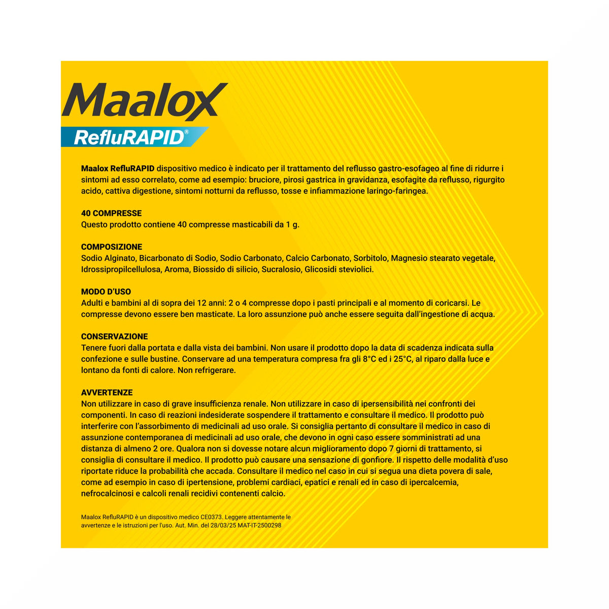Maalox Reflurapid Blocca il Reflusso Neutralizza il Bruciore da Iperacidità 40 Compresse-8