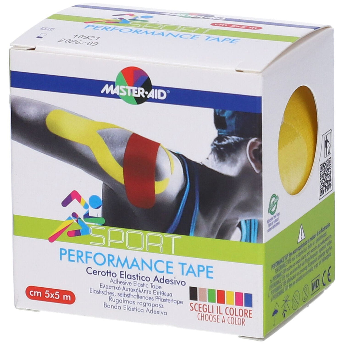 Master-Aid Sport Performance Tape cerotto elastico adesivo colore giallo 5x500cm