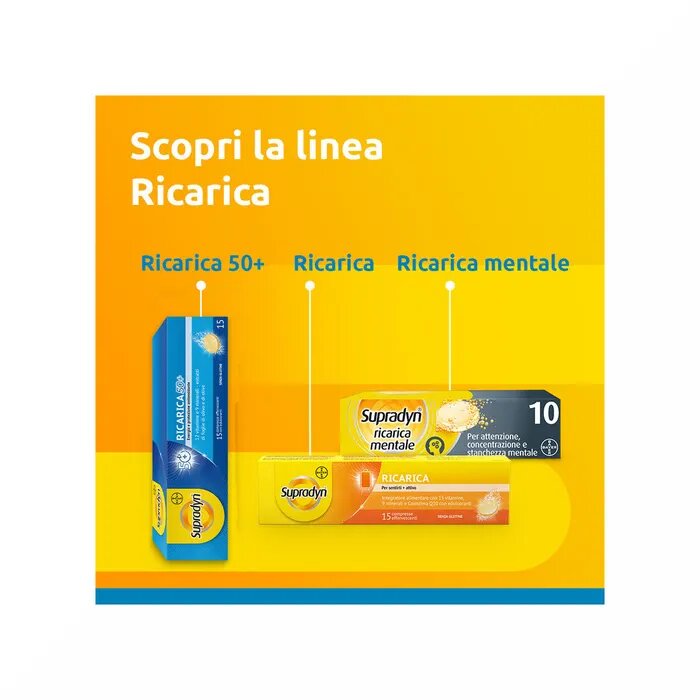 Supradyn Ricarica 50+ Integratore di Vitamine  Gusto Arancia 15 Compresse effervescenti-11