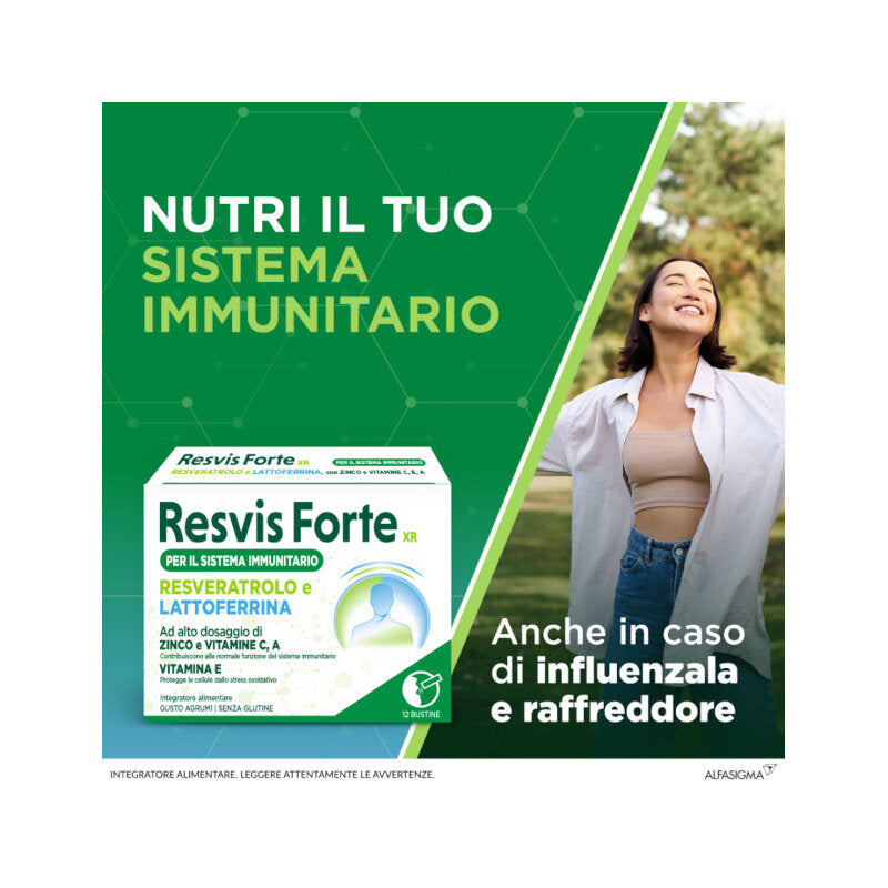 Resvis Forte XR integratore di Vitamine Resveratrolo e Lattoferrina 12 bustine-7