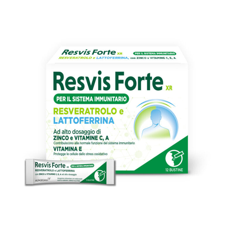 Resvis Forte XR integratore di Vitamine Resveratrolo e Lattoferrina 12 bustine-13