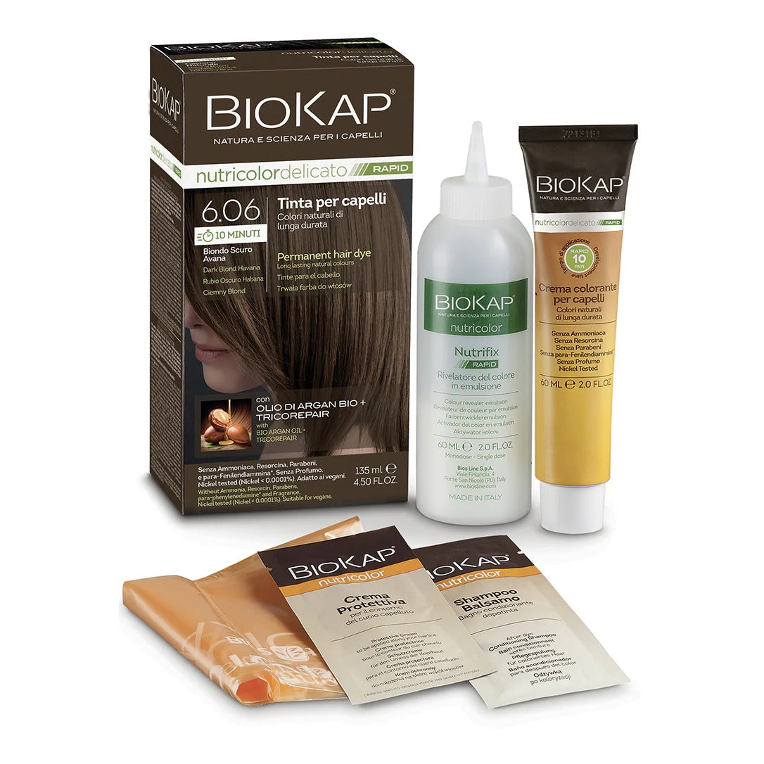 Biokap Nutricolor Delicato Rapid 6.06 tinta per capelli colore Biondo Scuro Avana 135ml-3