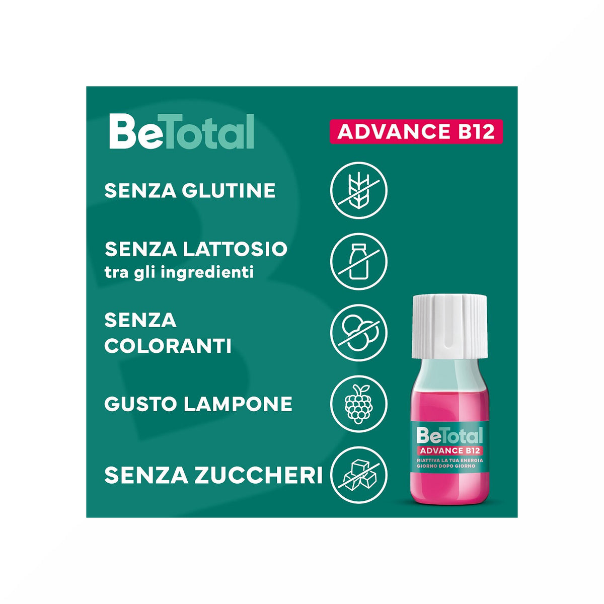 Be-Total Advance B12 50+ Anni Integratore Alimentare Vitamina B12 Zinco 15 Flaconcini-13