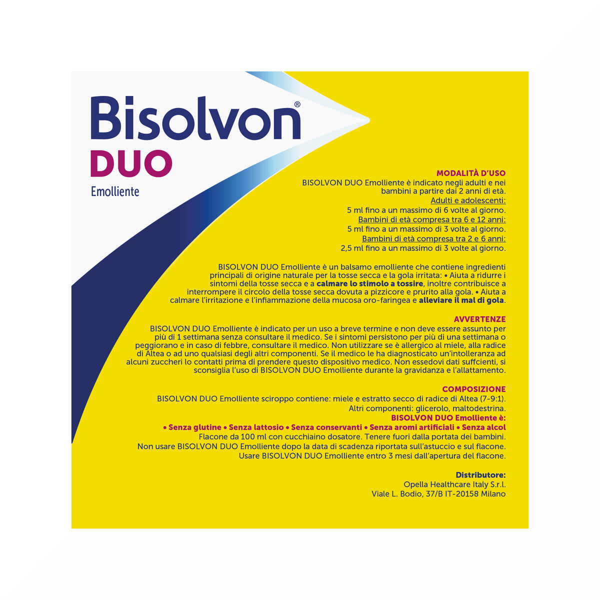 Bisolvon Duo Emolliente Sciroppo Contro Tosse e Gola Irritata Adulti, Bambini 100ml-2