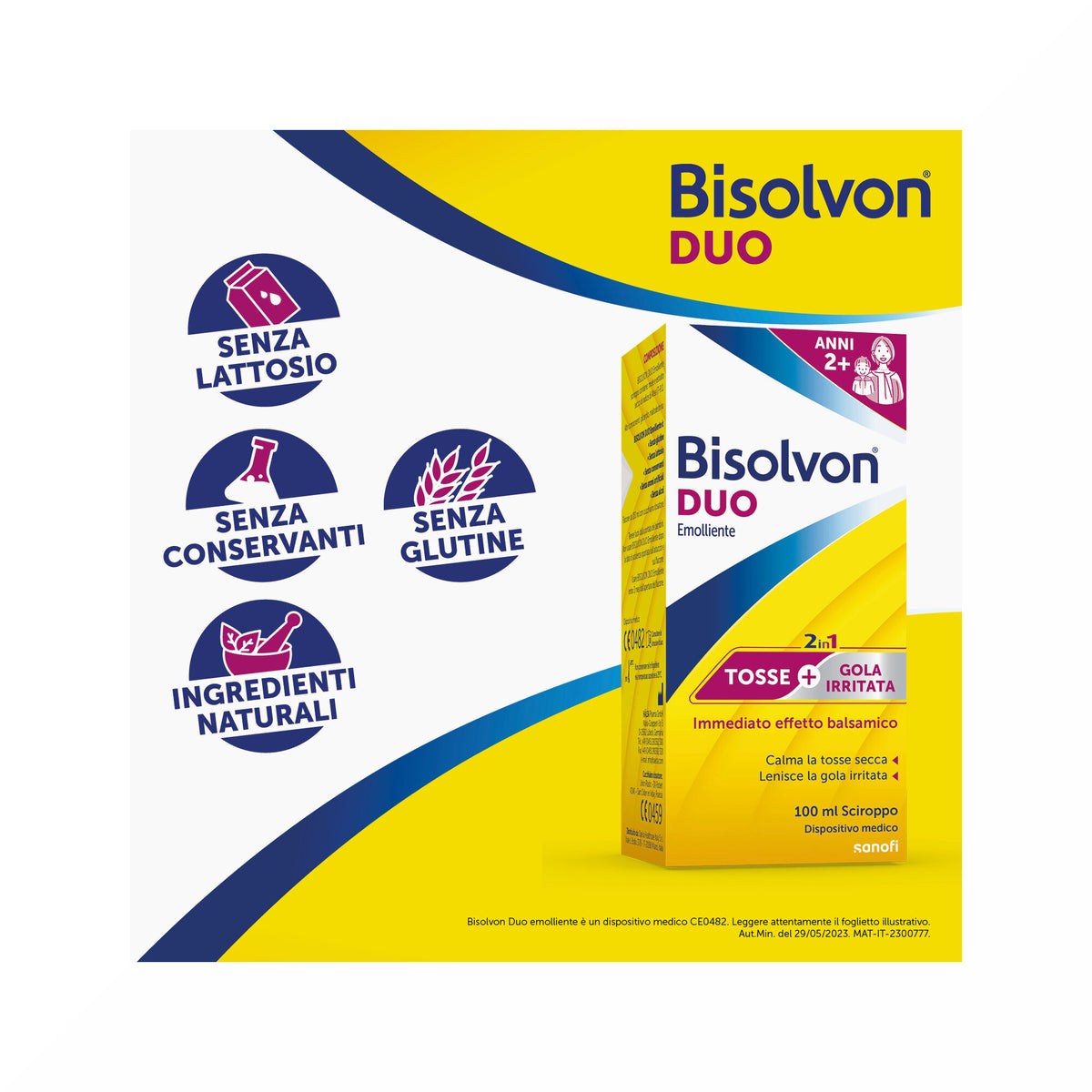 Bisolvon Duo Emolliente Sciroppo Contro Tosse e Gola Irritata Adulti, Bambini 100ml-5
