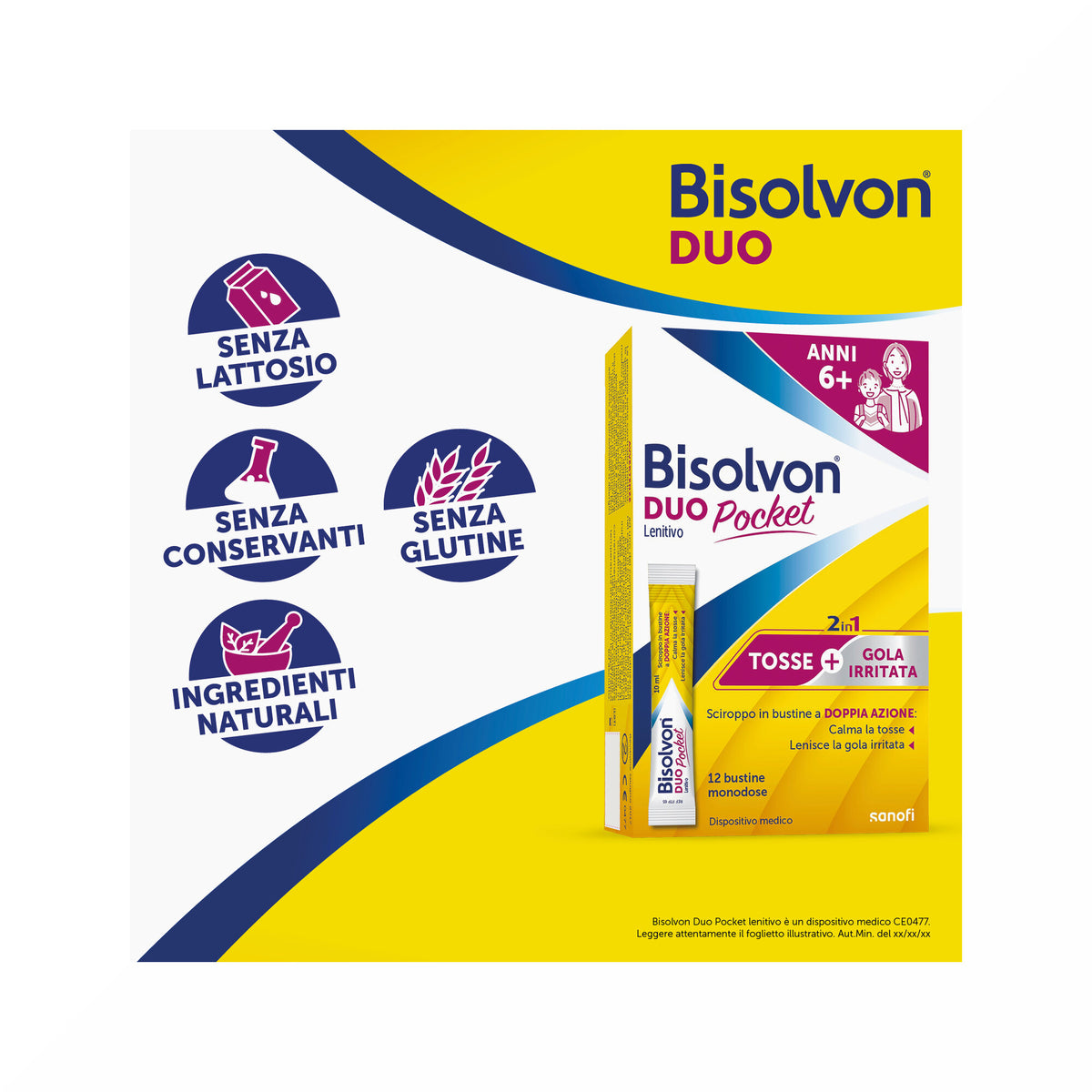 Bisolvon Duo Pocket Lenitivo Sciroppo in Bustina Contro Tosse e Gola Irritata, Adulti Bambini, 12 Bustine Monodose-11