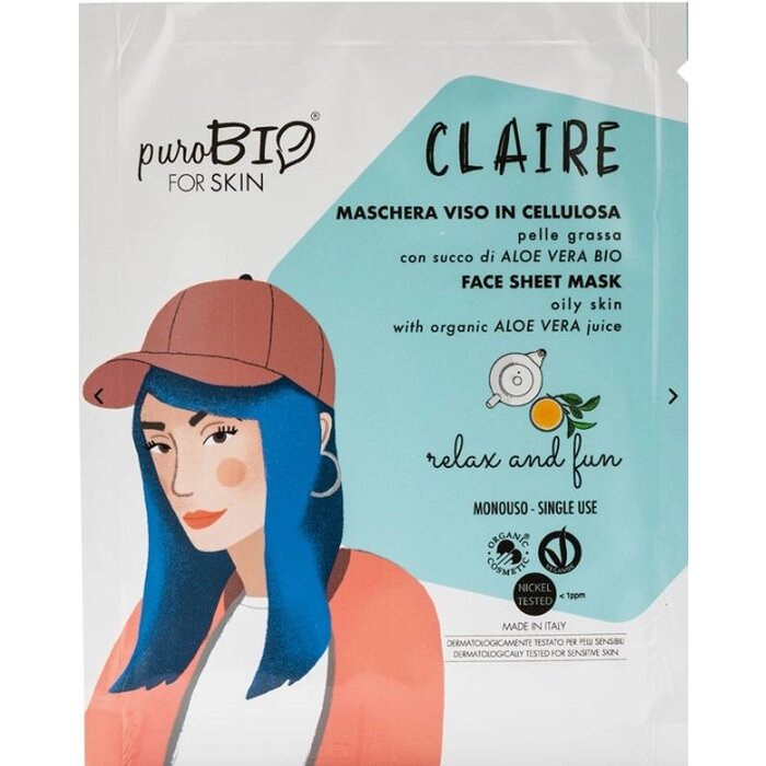 Purobio For Skin Maschera Viso In Cellulosa Claire Relax and Fun 1 Maschera Monouso 15ml-2
