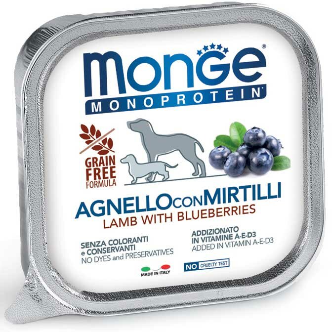 Monge Monoprotein Agnello Con Mirtilli Cibo Umido Per Cani Adulti 150g-2