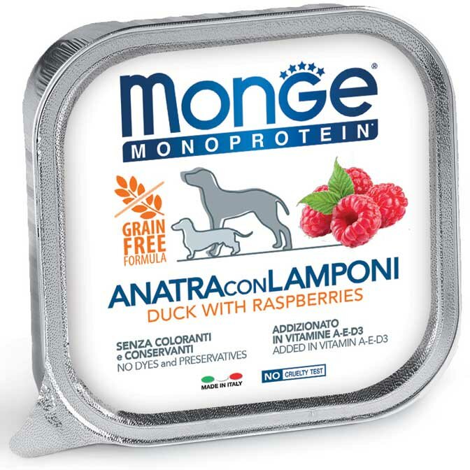 Monge Monoprotein Anatra Con Mirtilli Cibo Umido Per Cani Adulti 150g-2