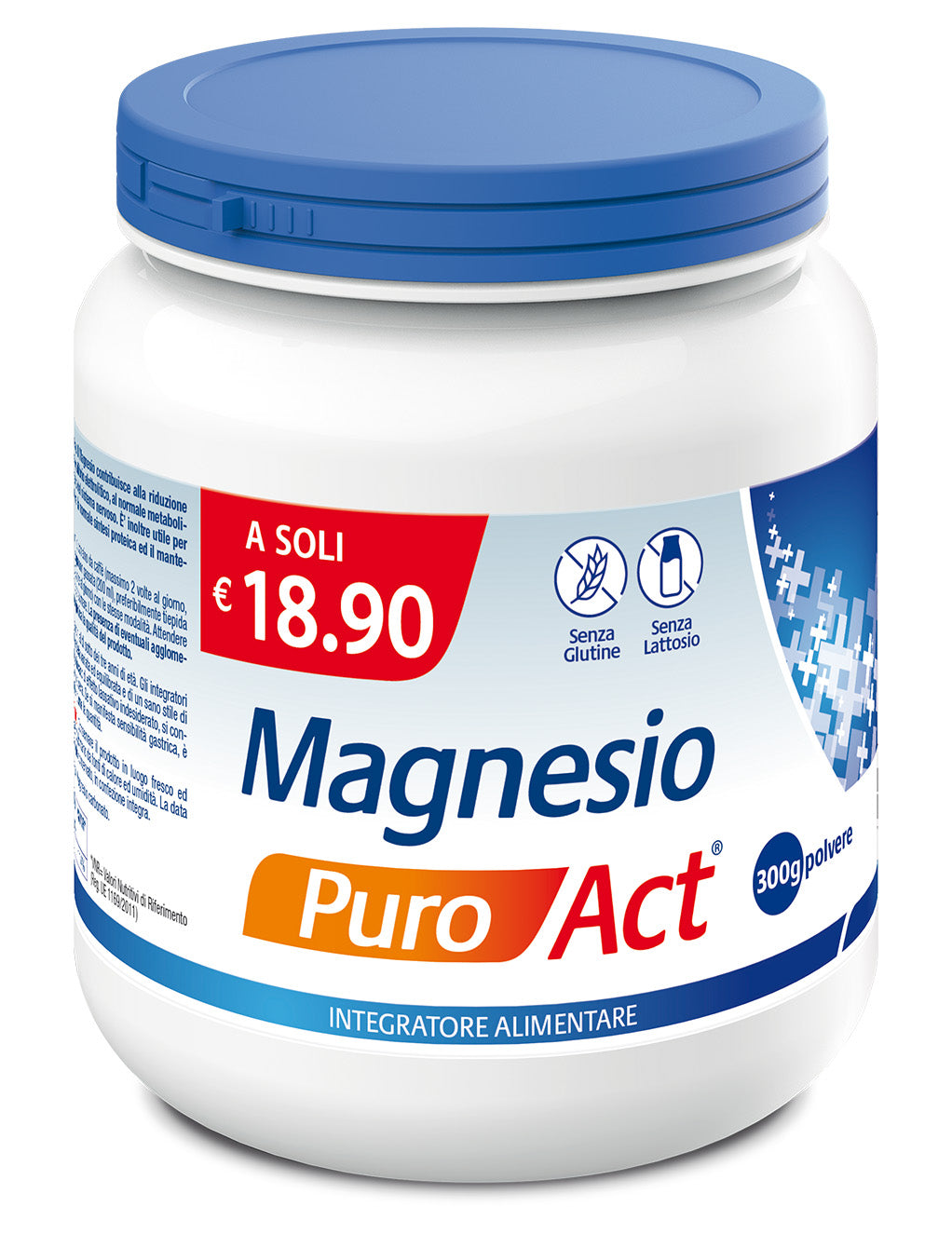 Magnesio Puro ACT Integratore Alimentare per Stanchezza, Muscoli e Sistema Nervoso 300 g