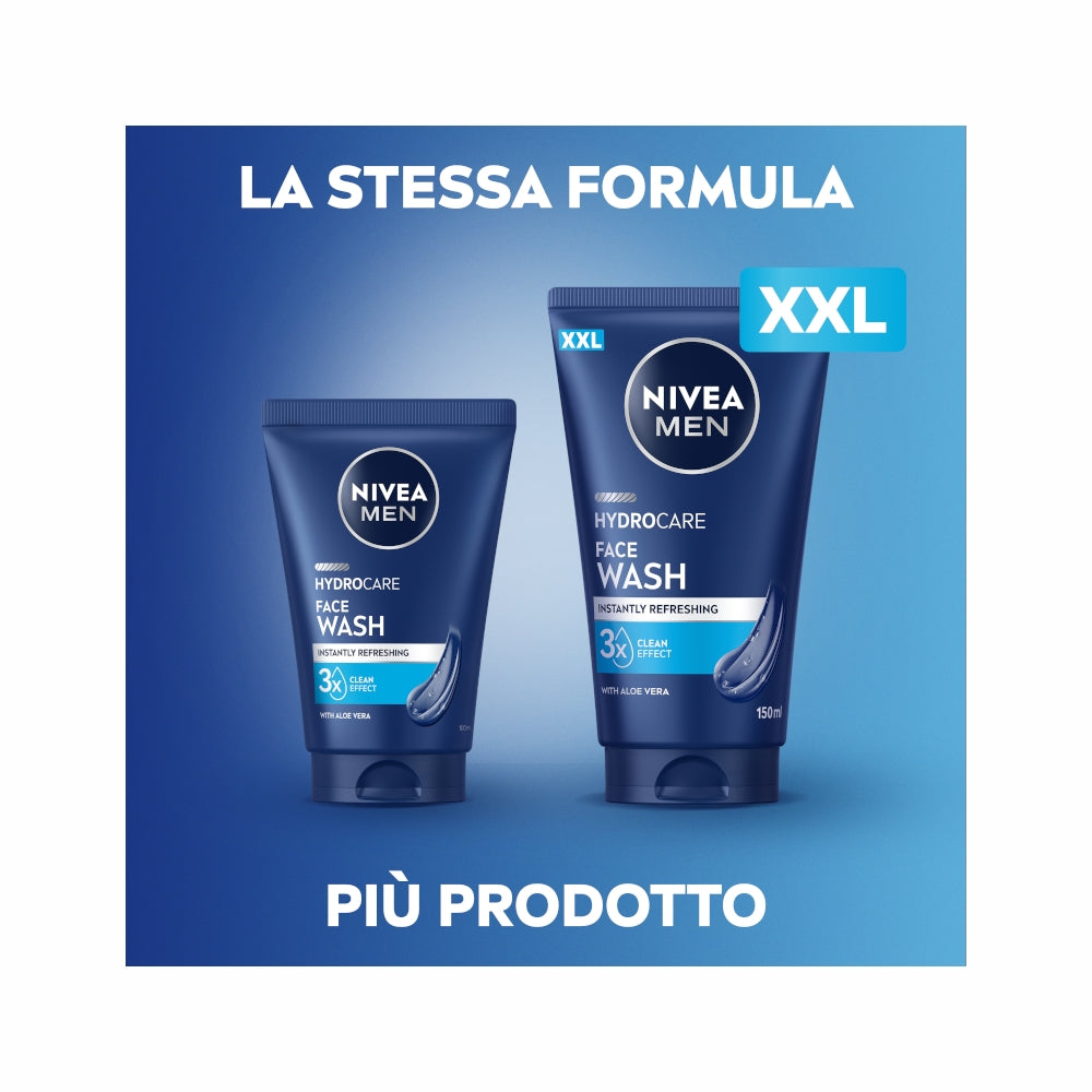 Nivea Men Hydrocare Gel Detergente Viso Uomo XXL 150ml-4