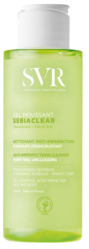 SVR Sebiaclear Gel Moussant Gel Detergente Purificante Anti-Imperfezioni Viso e Corpo 100 ml