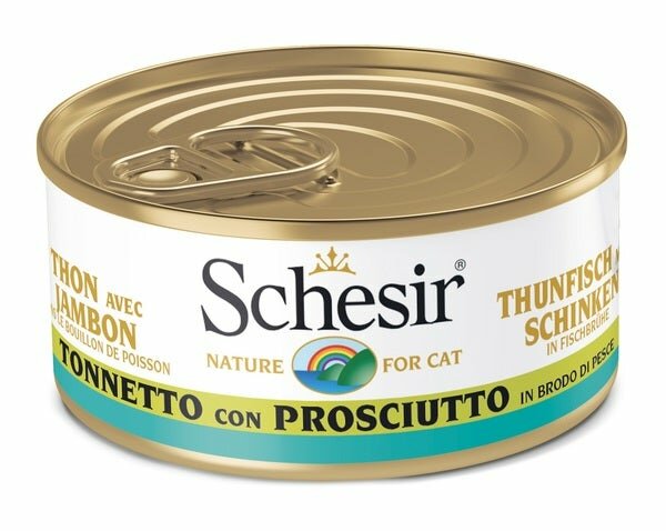 Schesir Tonnetto Con Prosciutto In Brodo Di Pesce Cibo Umido Gatti Adulti Lattina 70g-2