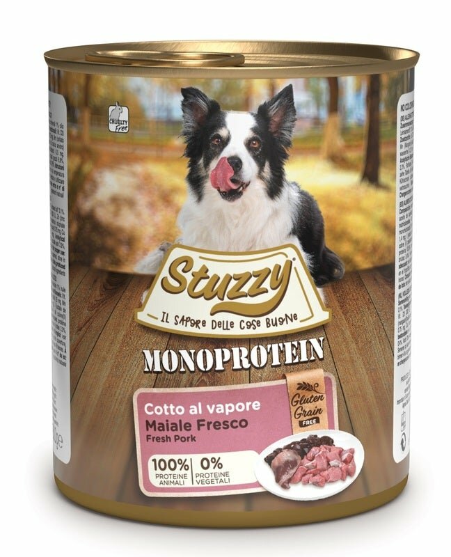 Stuzzy Monoprotein Al Maiale Cibo Umido Cani Adulti Barattolo 800g-2