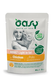 Oasy Bocconcini In Salsa Per Gatto Adult Light in fat con Pollo 85g-1