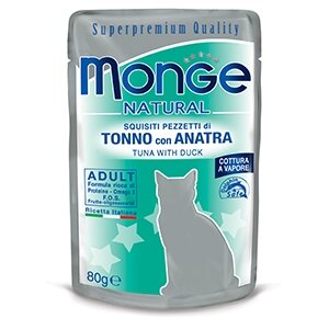 Monge Natural Superpremium Cotti a Vapore Con Tonno E Anatra Cibo Umido Per Gatti 80g-2