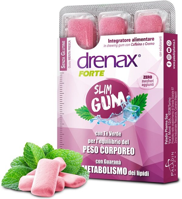 Drenax Forte Slim Gum utile per il controllo del senso di fame 9 chewing gum-2