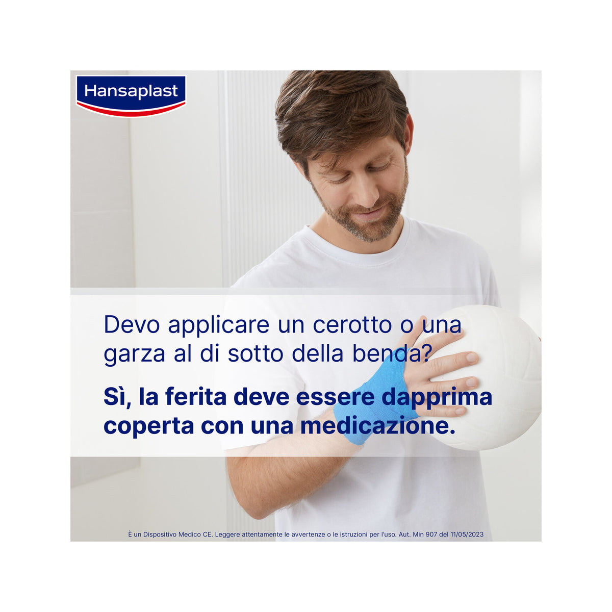 Hansaplast Benda Autoadesiva Blu Tape Flessibile Per il Fissaggio Di Bende E Compresse 4mx6cm-4