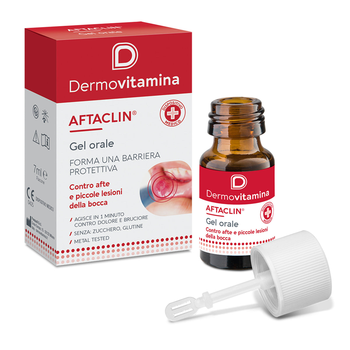 Dermovitamina Aftaclin Gel Orale per Afte e piccole Lesioni della bocca 7ml-3
