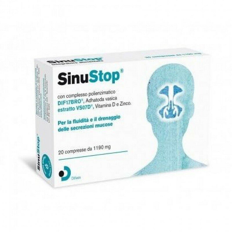 Difass Sinustop per la fluidità delle secrezioni mucose 20 compresse-2