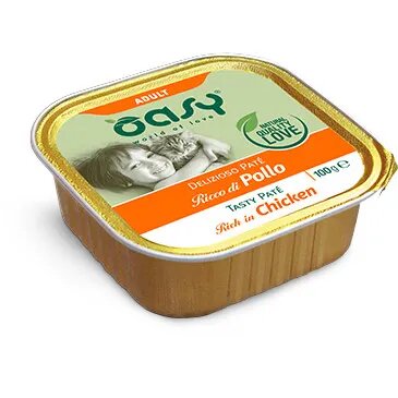 Oasy Wet Delizioso Patè Ricco Di Pollo Cibo Umido Per Gatti Adulti 100g-2