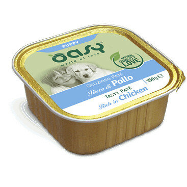 Oasy Wet Dog Delizioso Patè Al Pollo Cuccioli Vaschetta 150g-1
