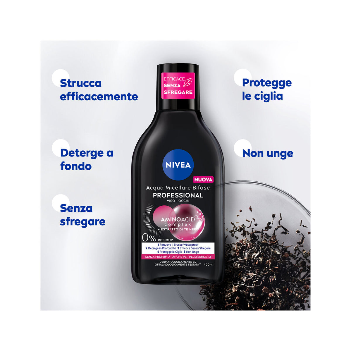 Nivea Micellair Professional Acqua Micellare Bifase Detergente Viso E Occhi Struccante Bifase 400ml-3