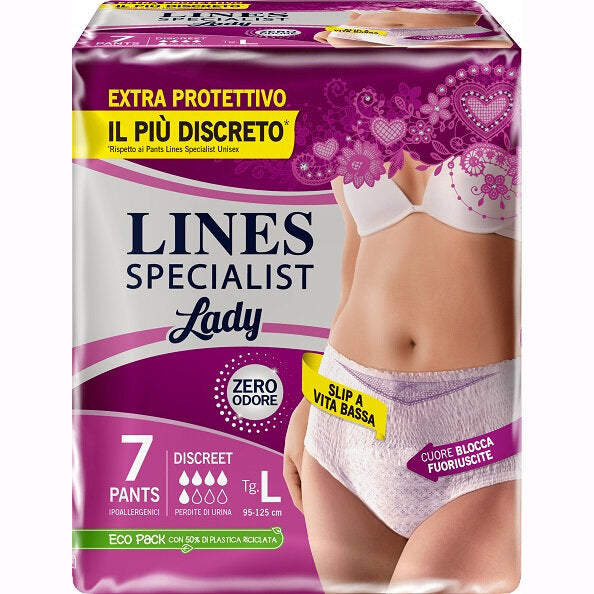 Lines Specialist Lady Pants Discreet Mutandina Incontinenza Taglia L 7 Pezzi-1
