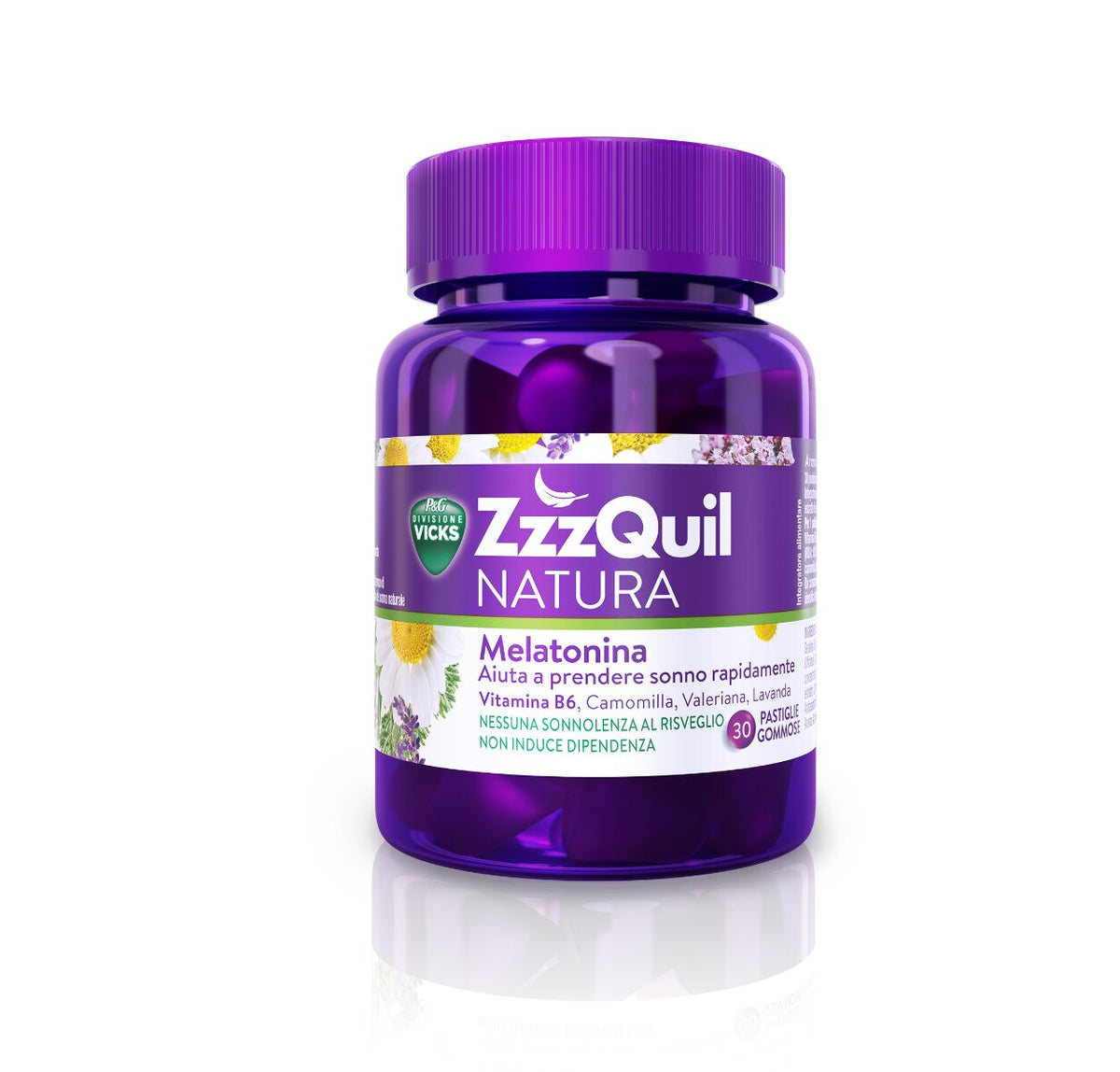 ZzzQuil NATURA Per Dormire 30 Pastiglie Gommose a Base di Melatonina con Camomilla Valeriana Lavanda-2