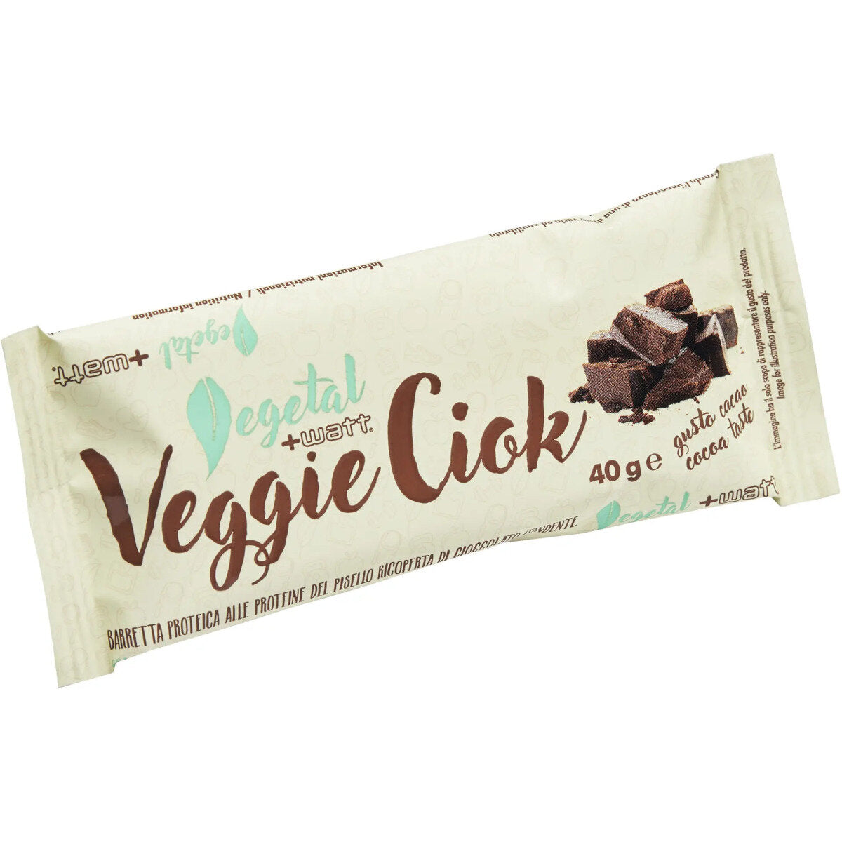 +Watt Vegetal Veggie Ciok Barretta Proteica Gusto Cacao 40g-1