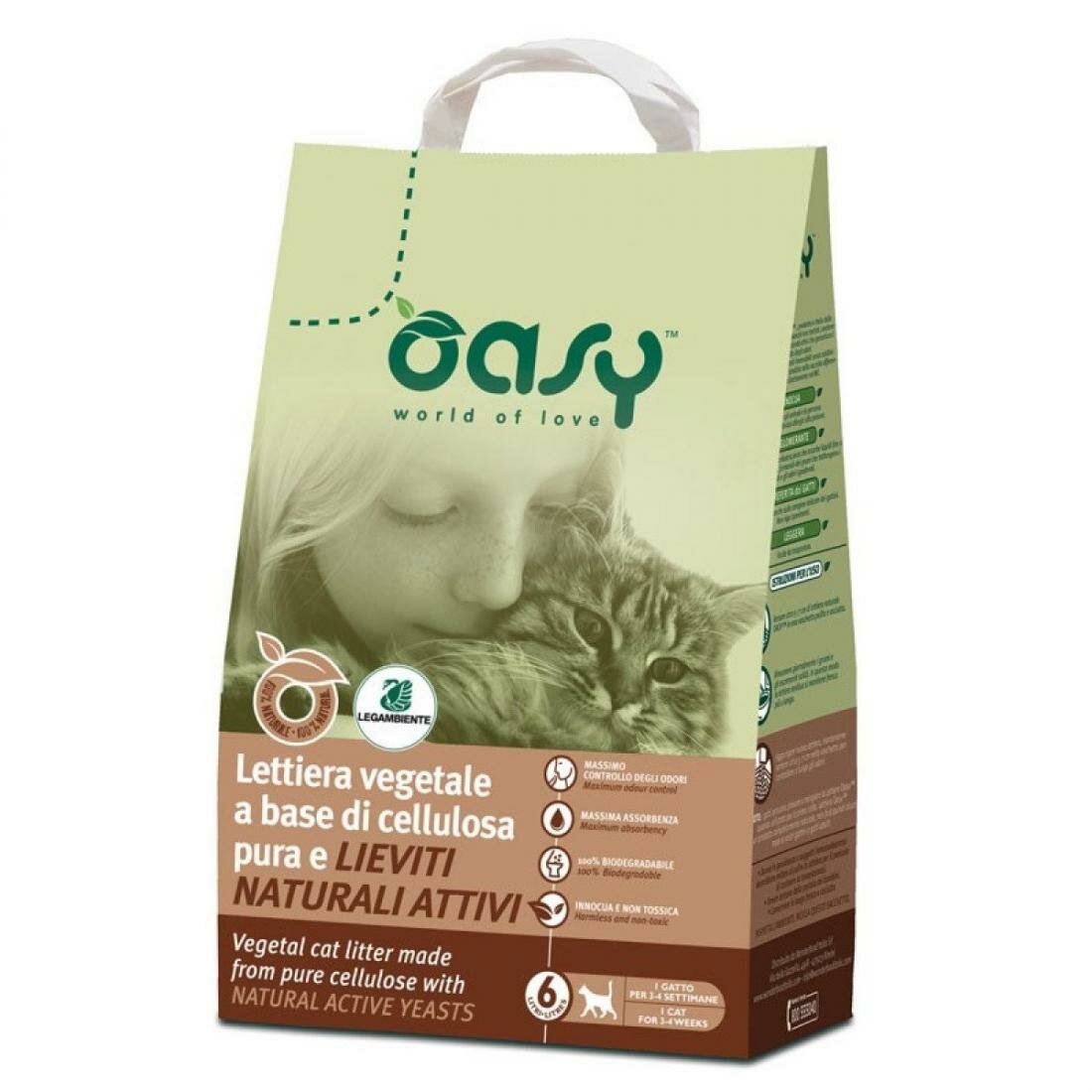 Oasy Lettiera Vegetale Cellulosa E Lieviti Naturali Da 6 Litri-1