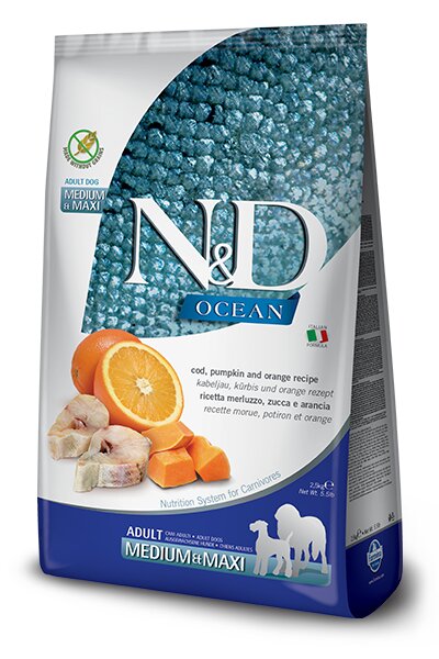 Farmina N&D Ocean Merluzzo E Zucca Cani Adulti Taglia Media E Grande Sacco 2,5kg-2