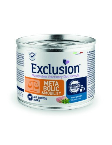Exclusion Monoprotein Veterinary Die Metabolic&Mobility Cibo Umido Suino/Fibre Per Cani Lattina 200g-2