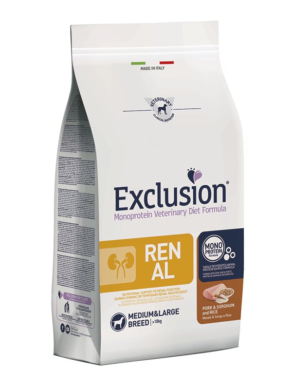 Exclusion Monoprotein Veterinary Diet Formula Renal Crocchette Con Maiale/Sorgo/Riso Per Cani Adulti-2