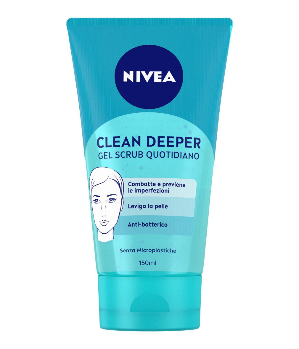 Nivea Clean Deeper Gel Scrub Viso Quotidiano 150 ml Esfoliante Viso Per La Cura Della Pelle Grassa-2