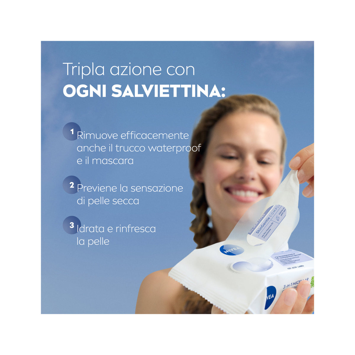 Nivea Salviettine Struccanti 3in1 Rinfrescanti Salviette Struccanti Pelli Normali E Miste 25 Pezzi-3