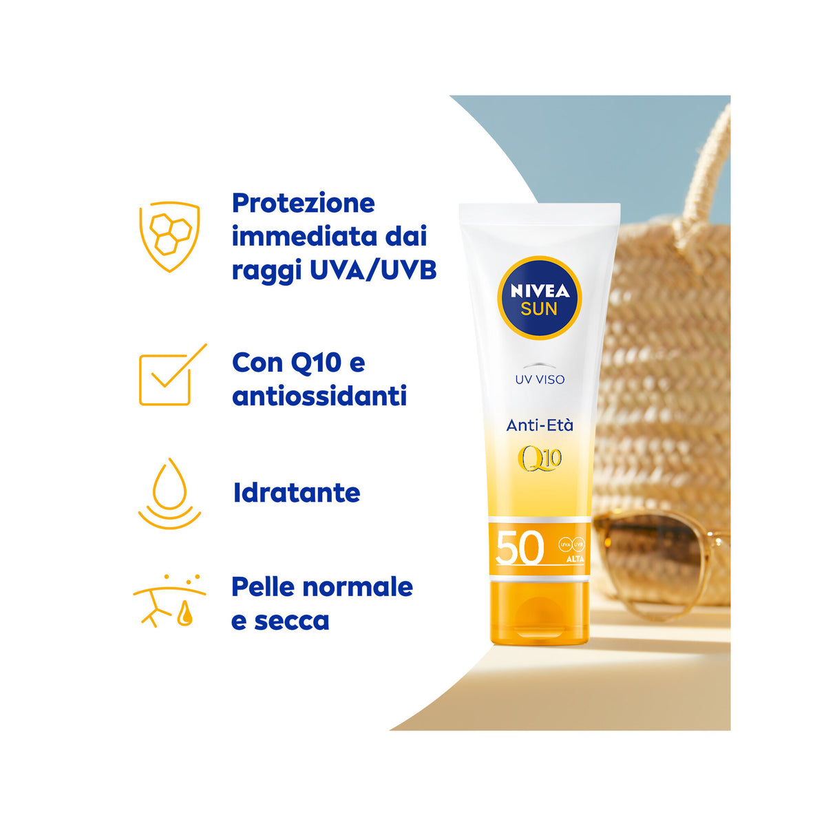 Nivea Sun Uv Viso Anti-età Fp50 50ml Crema Solare Viso Antirughe E Antimacchie Con Coenzima Q10-4